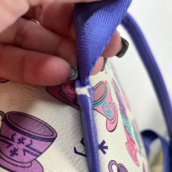 Disney Loungefly Mini Backpack Mad Tea Party Teacup Print Purple & Multicolor - Picture 5 of 6